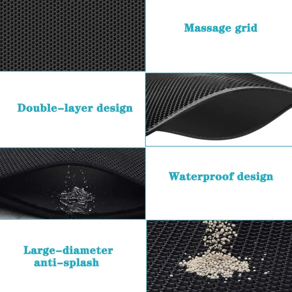 Double Layer Cat Litter Mat Waterproof Non Slip Washable Pad