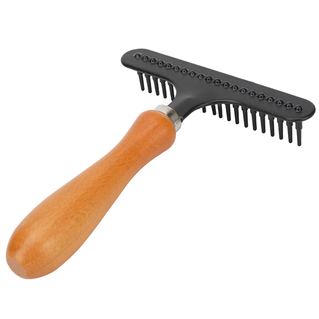 Pet Grooming Rake Brush Wooden Handle Deshedding Comb for Dogs and Cats