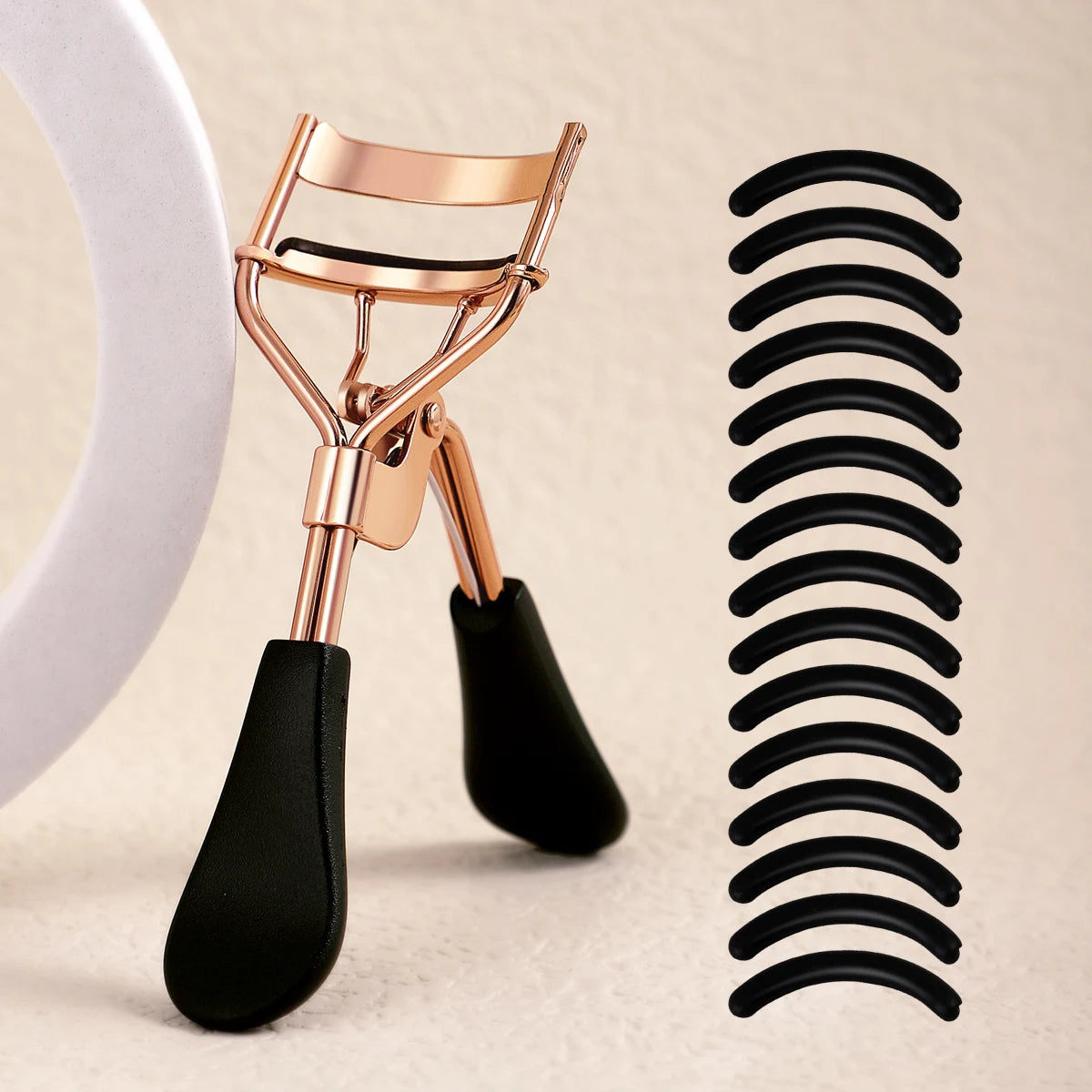 Portable Eyelash Curler with 15 Silicone Pads Lash Curling Tool