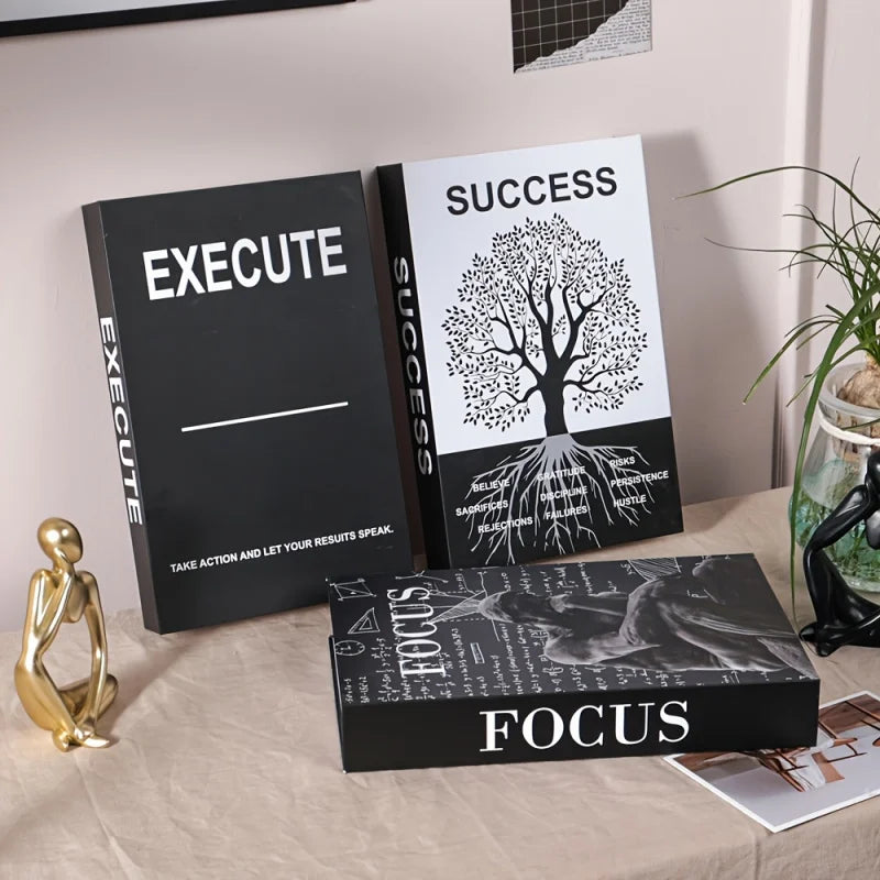 Set of 3 Inspirational Decorative Books for Home Office Desk Decor