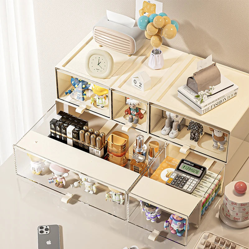 Desktop Storage Box with Drawers Collectibles Display Organizer