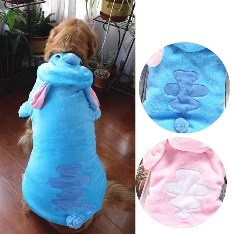 Samoyed Winter Dog Coat Warm Blue Pink Pet Pajamas for Large Dogs