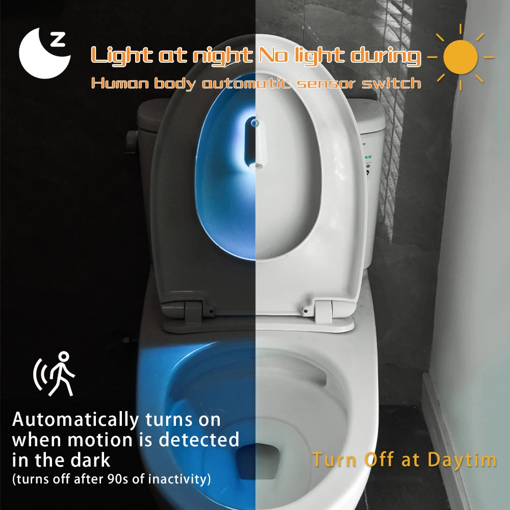LED Motion Sensor Toilet Night Light USB Rechargeable 8 Color Lamp