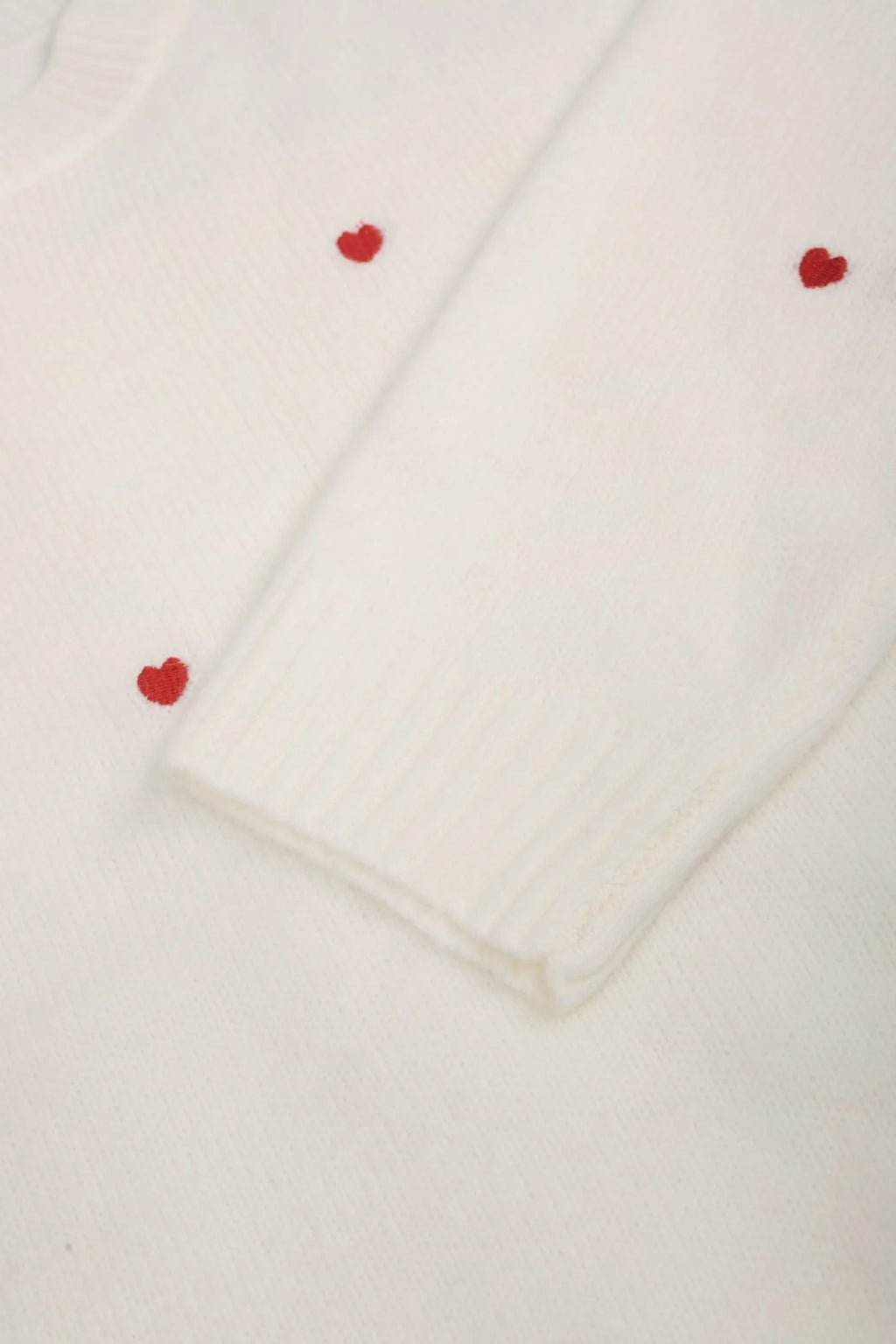 Heart-Shape Embroidery Oversized Knit Sweater Pullover