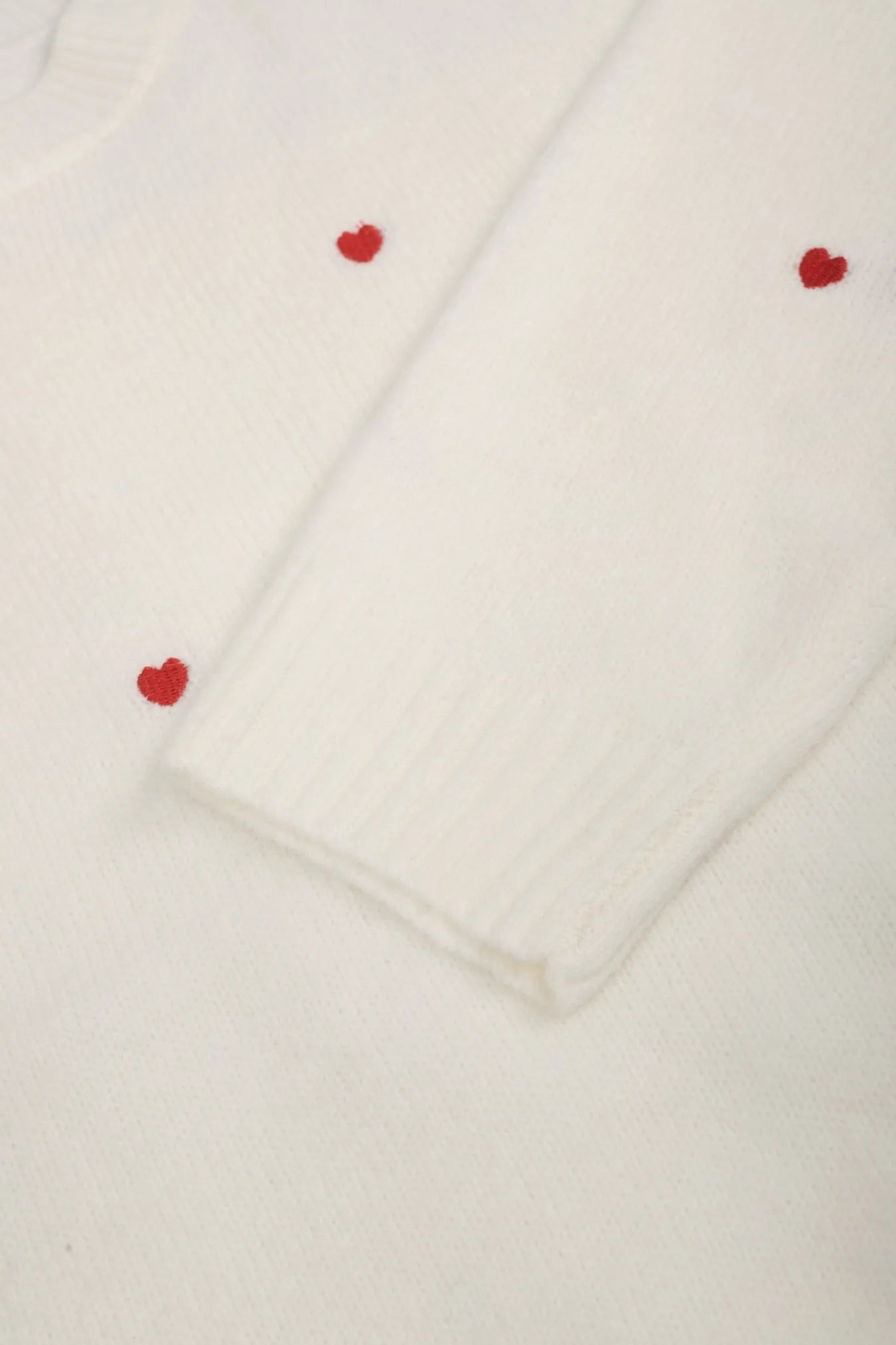 Heart-Shape Embroidery Oversized Knit Sweater Pullover