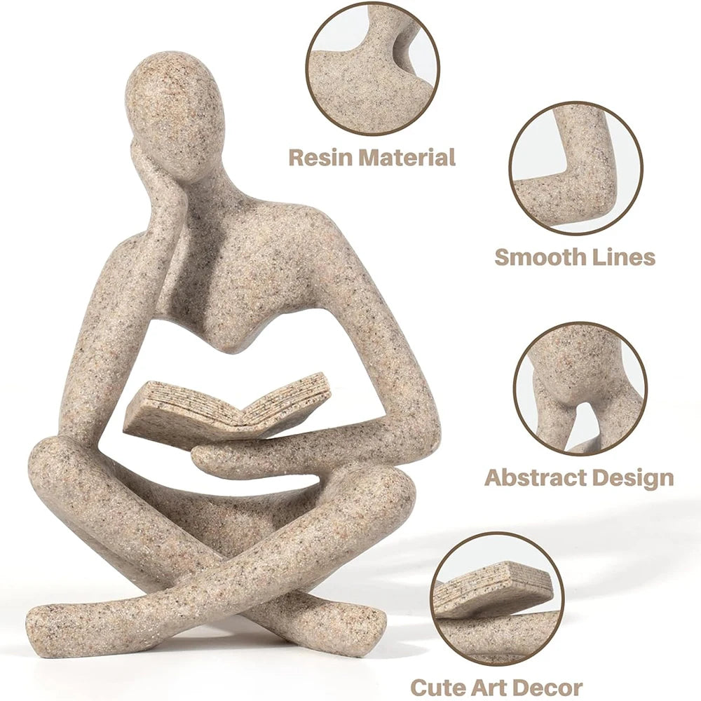 Abstract Thinker Sculpture Resin Figurine Bookshelf Home Decor