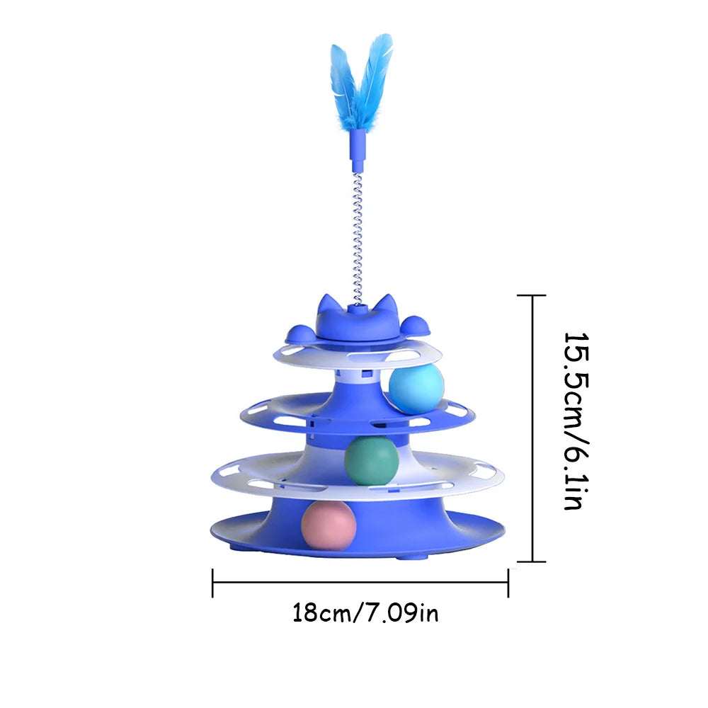 Interactive Cat Turntable Toy with Teaser Wand and Balls