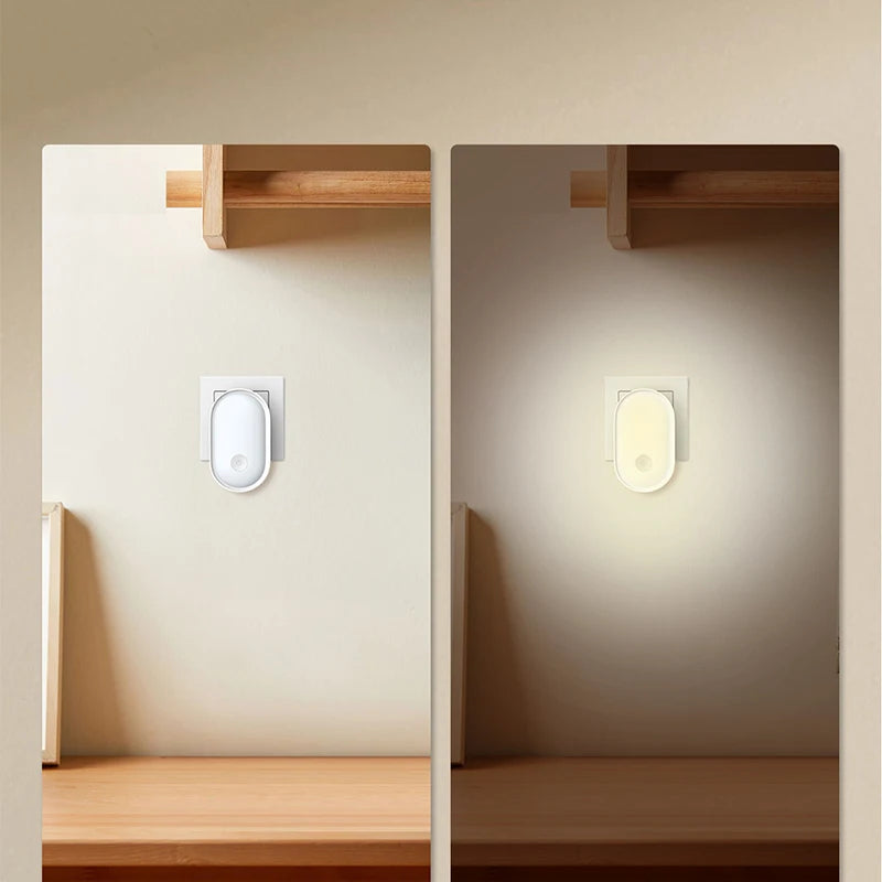LED Plug In Night Light Light Sensor Wall Lamp for Bedroom Home Decor