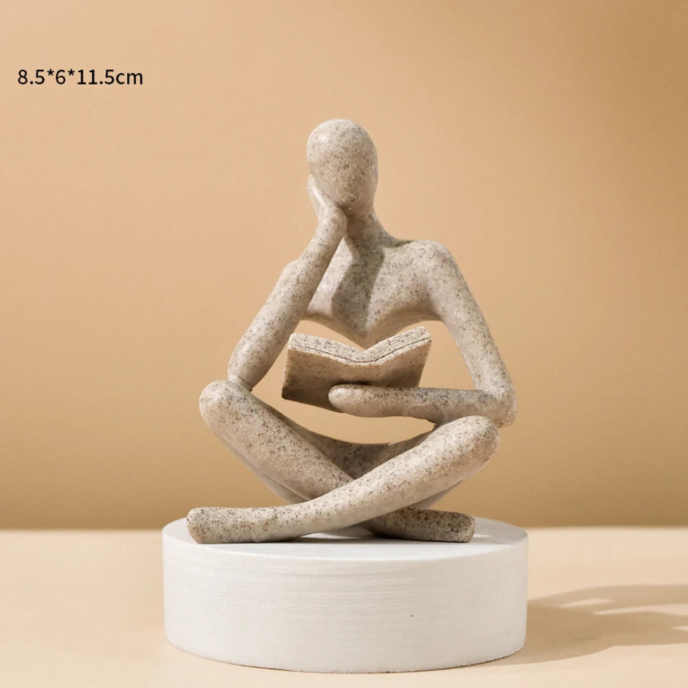 Abstract Thinker Sculpture Resin Figurine Bookshelf Home Decor