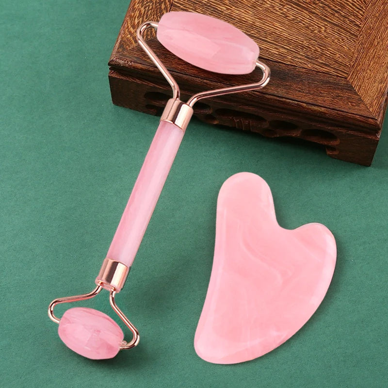 2pcs Face Roller Gua Sha Facial Massage Lifting Skin Care Tool