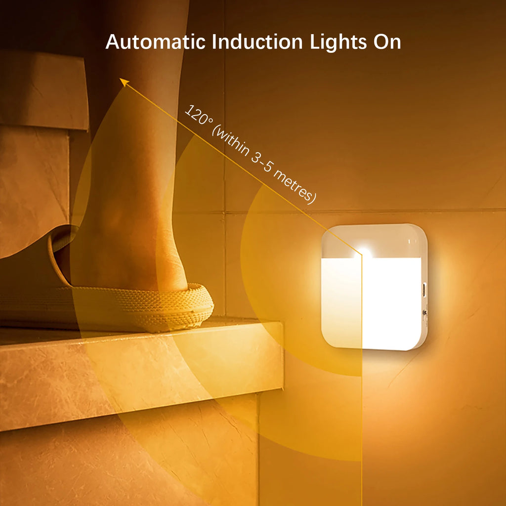 LED Motion Sensor Wireless Night Light Rechargeable Wall Lamp