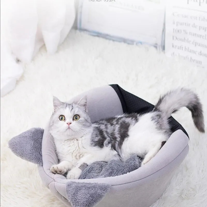 Cozy Semi Enclosed Cat Bed Tent Deep Sleep Nest for Pets