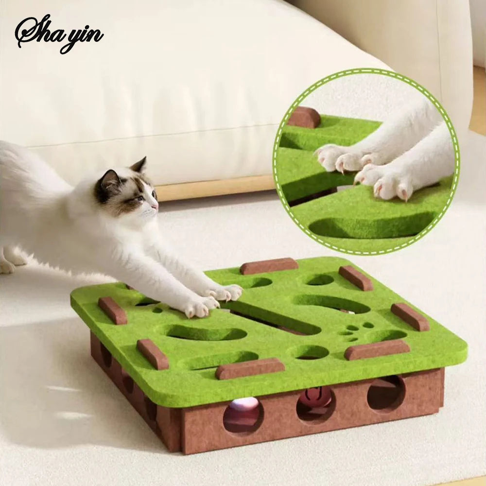 Interactive Cat Puzzle Maze Toy Felt Box Digging Game