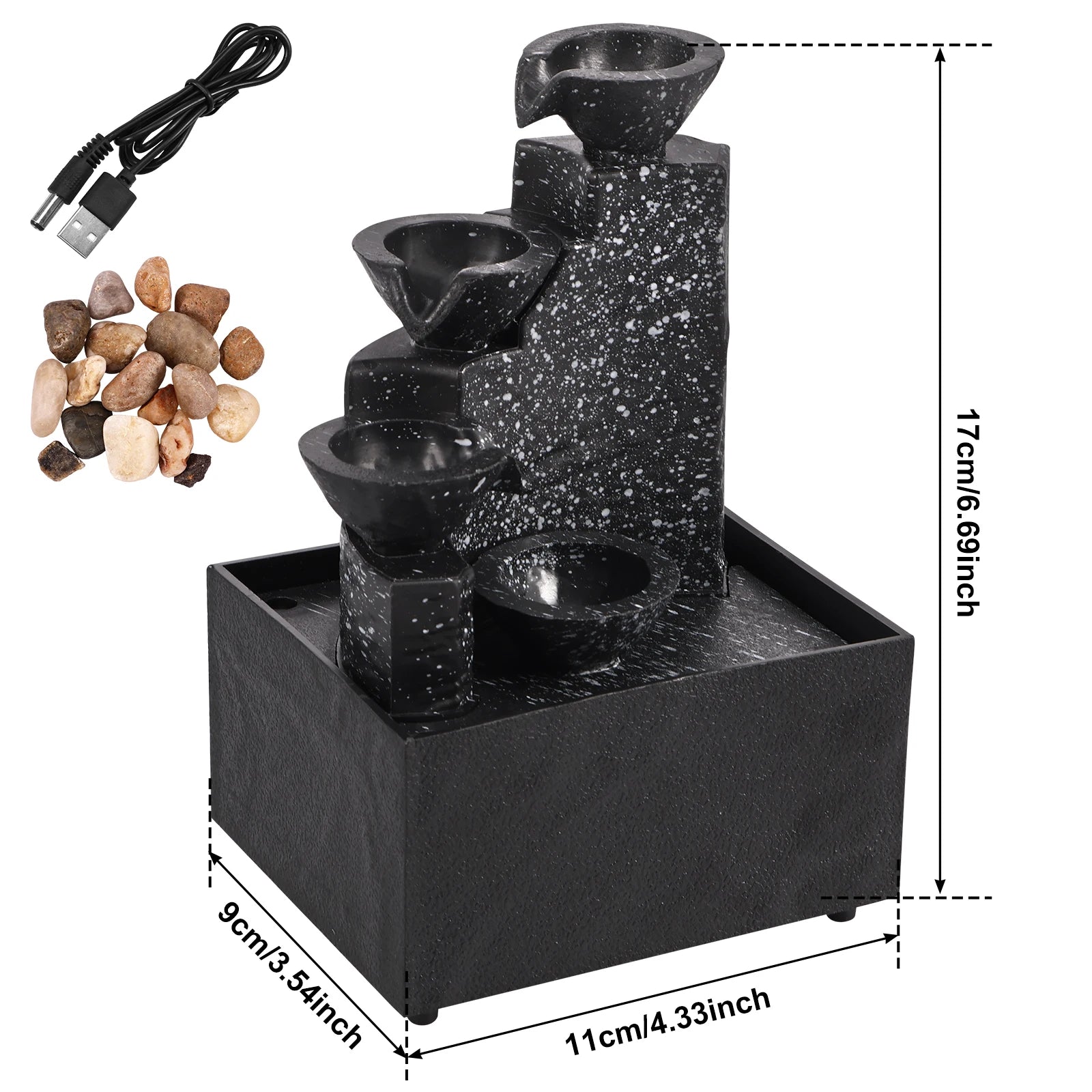 Tabletop Waterfall Fountain Relaxation Meditation Home Decor with Lights