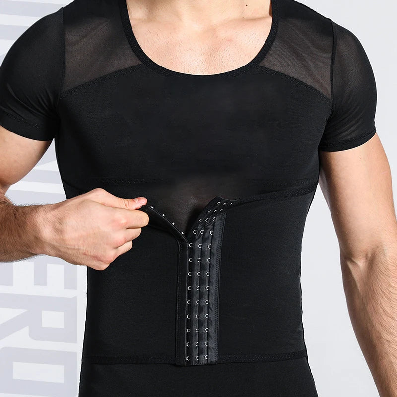 Mens Tummy Control Shapewear T Shirt Waist Trainer Body Shaper