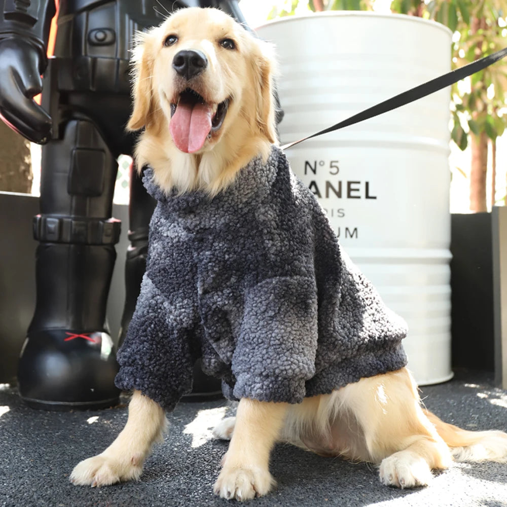 HOOPET Winter Lamb Wool Dog Jacket Windproof Coat for Large Dogs