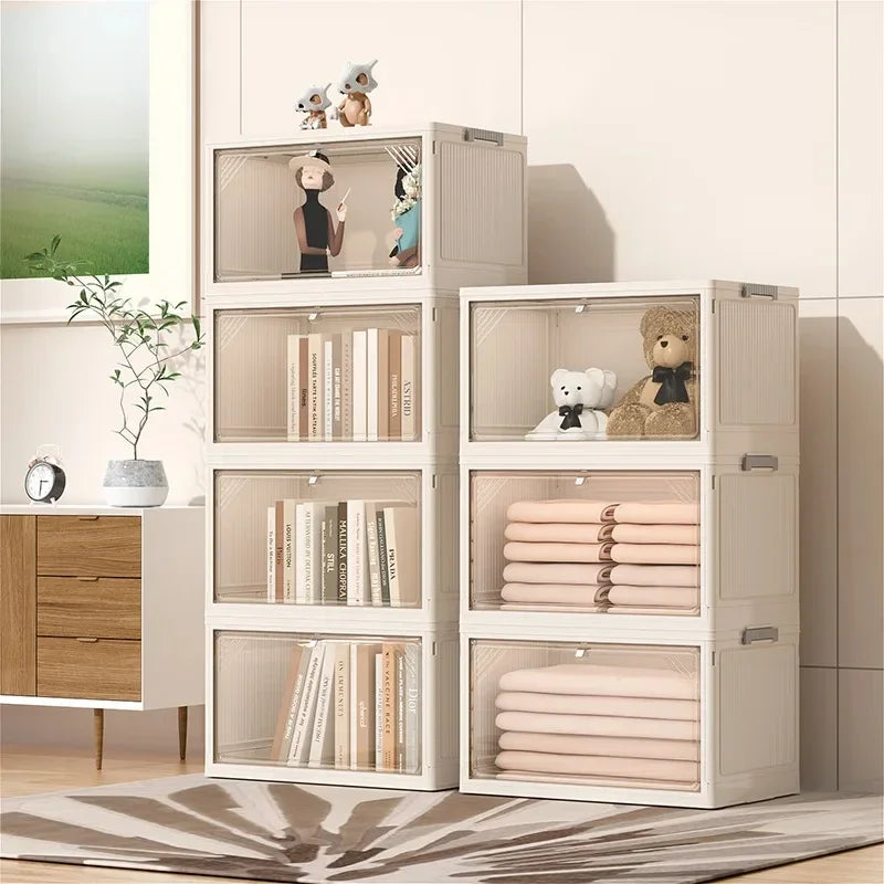 Foldable Office Storage Cabinet Stackable Multi Layer Organizer Box