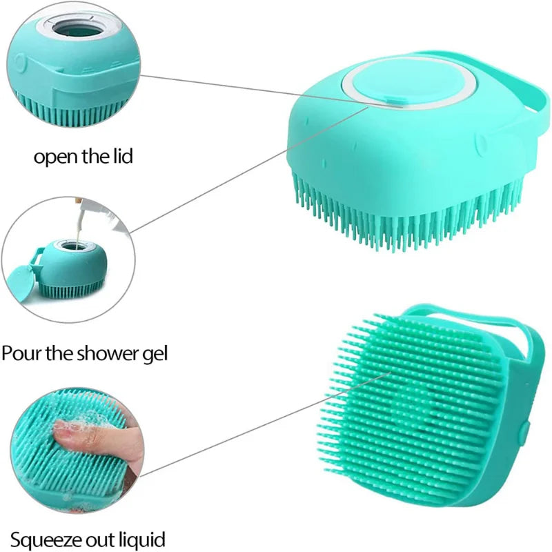 Soft Silicone Pet Bath Brush Dog Cat Grooming Massager Comb