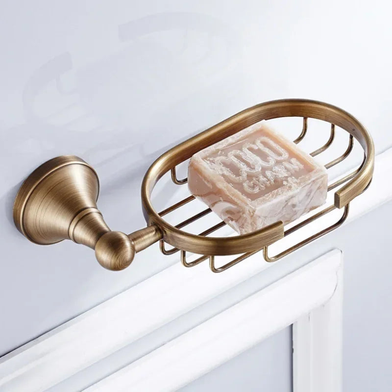 Antique Bronze Bathroom Accessories Set Towel Rack Soap Dish Holder