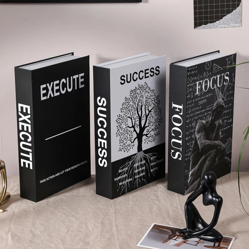 Set of 3 Inspirational Decorative Books for Home Office Desk Decor