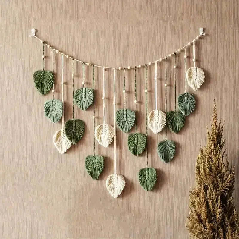 Bohemian Macrame Leaf Wall Art Hanging Tapestry