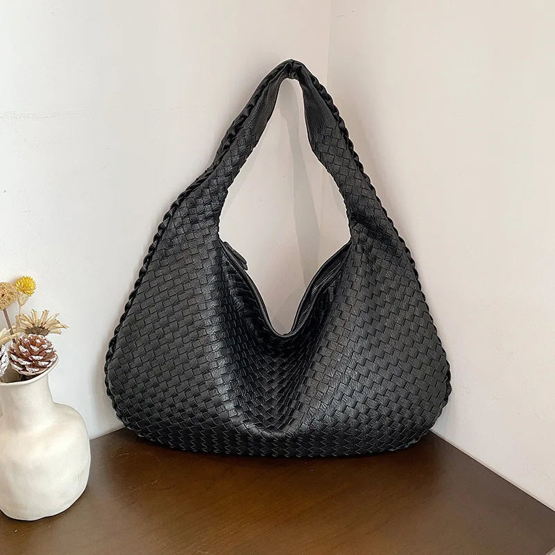 Italian-Inspired Hobo-Style Woven Shoulder Tote Bag