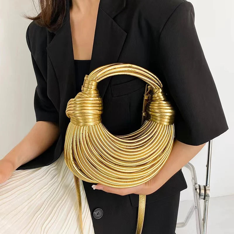 Creative Handwoven Rope Knotted Noodle Hobo Handbag