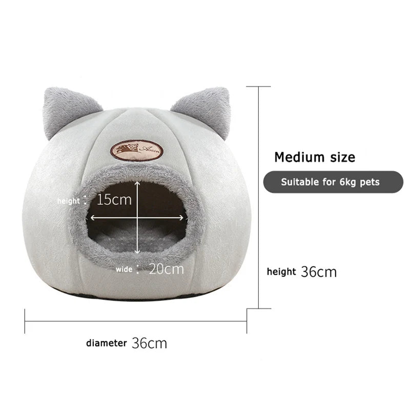 Cozy Semi Enclosed Cat Bed Tent Deep Sleep Nest for Pets