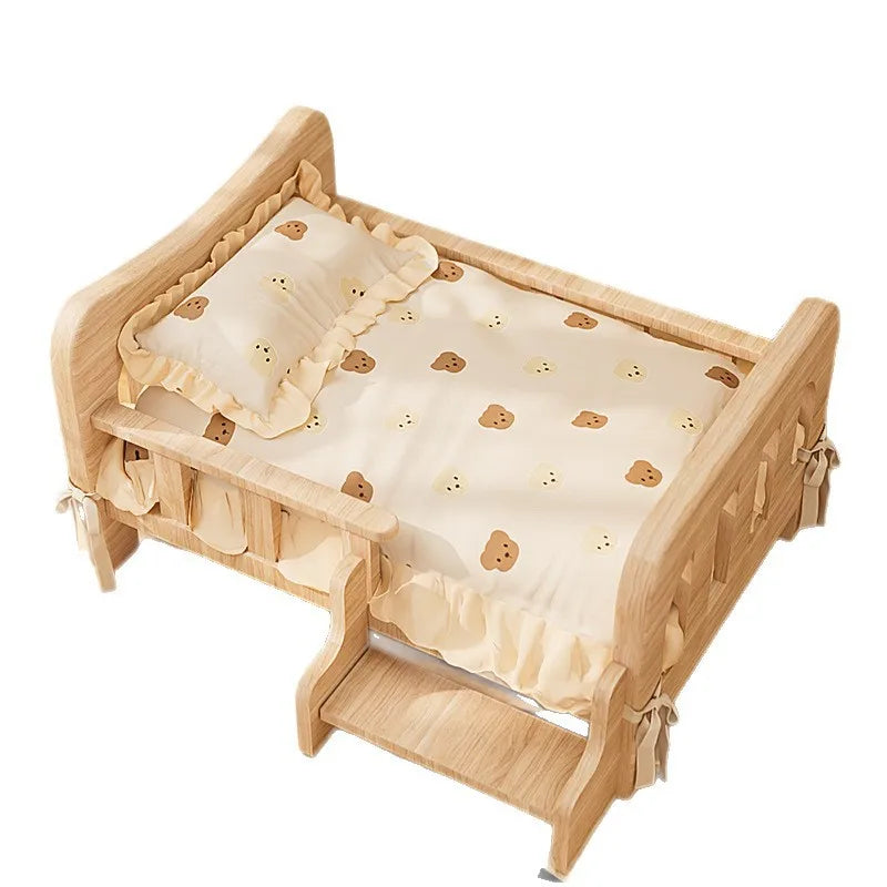 Solid Wood Pet Bed All Season Cat Dog Sleeping Sofa Furniture