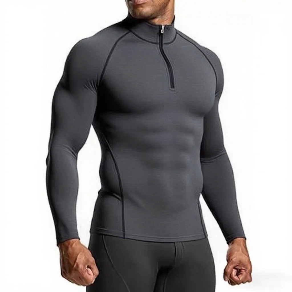 Mens Long Sleeve Compression Gym Shirt Fitness Running Top