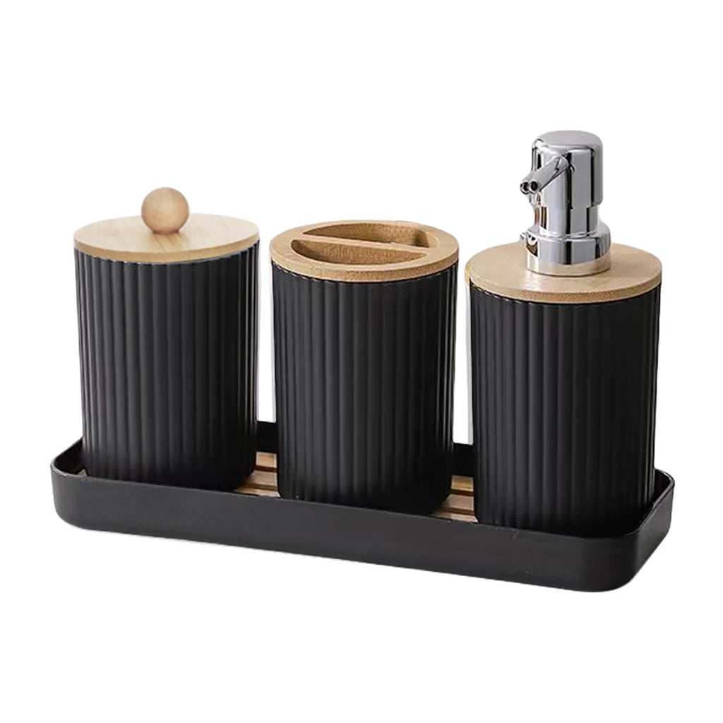 Bathroom Accessories Set Soap Dispenser Toothbrush Holder Tray