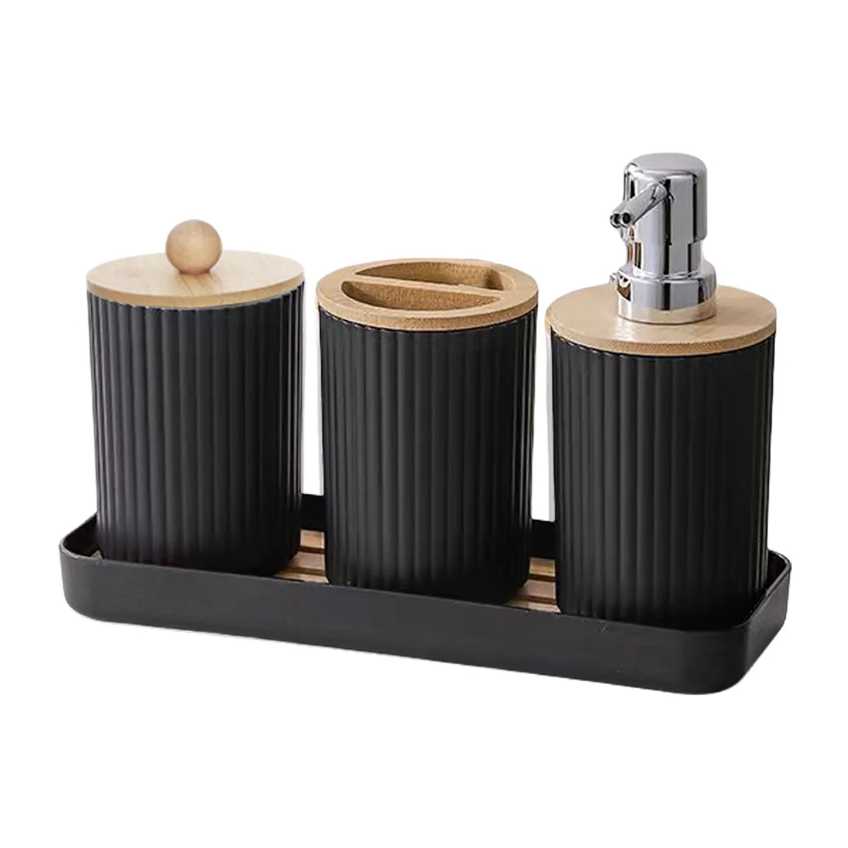 Bathroom Accessories Set Soap Dispenser Toothbrush Holder Tray
