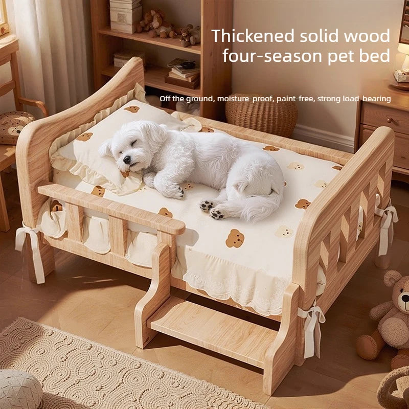 Solid Wood Pet Bed All Season Cat Dog Sleeping Sofa Furniture