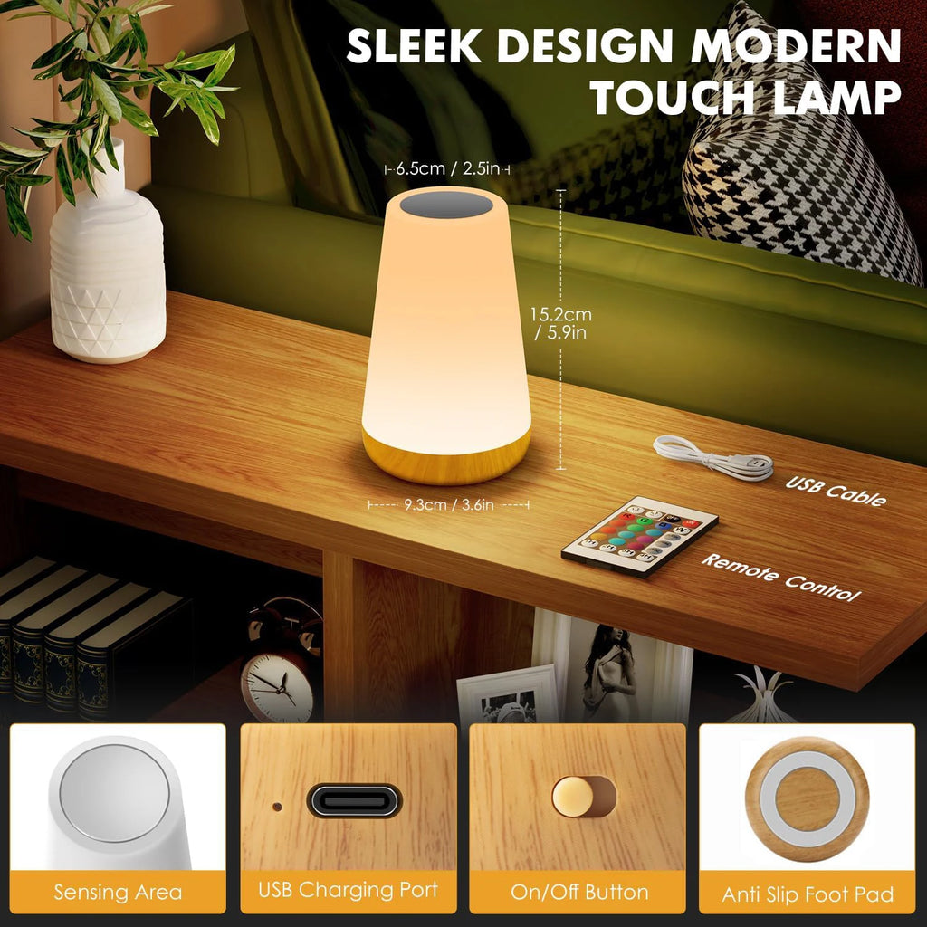 RGB Color Changing LED Night Light USB Rechargeable Touch Lamp