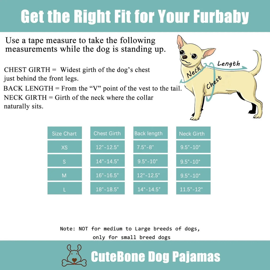 CuteBone Dog Pajamas Printed Pet Onesie for Male and Female Dogs