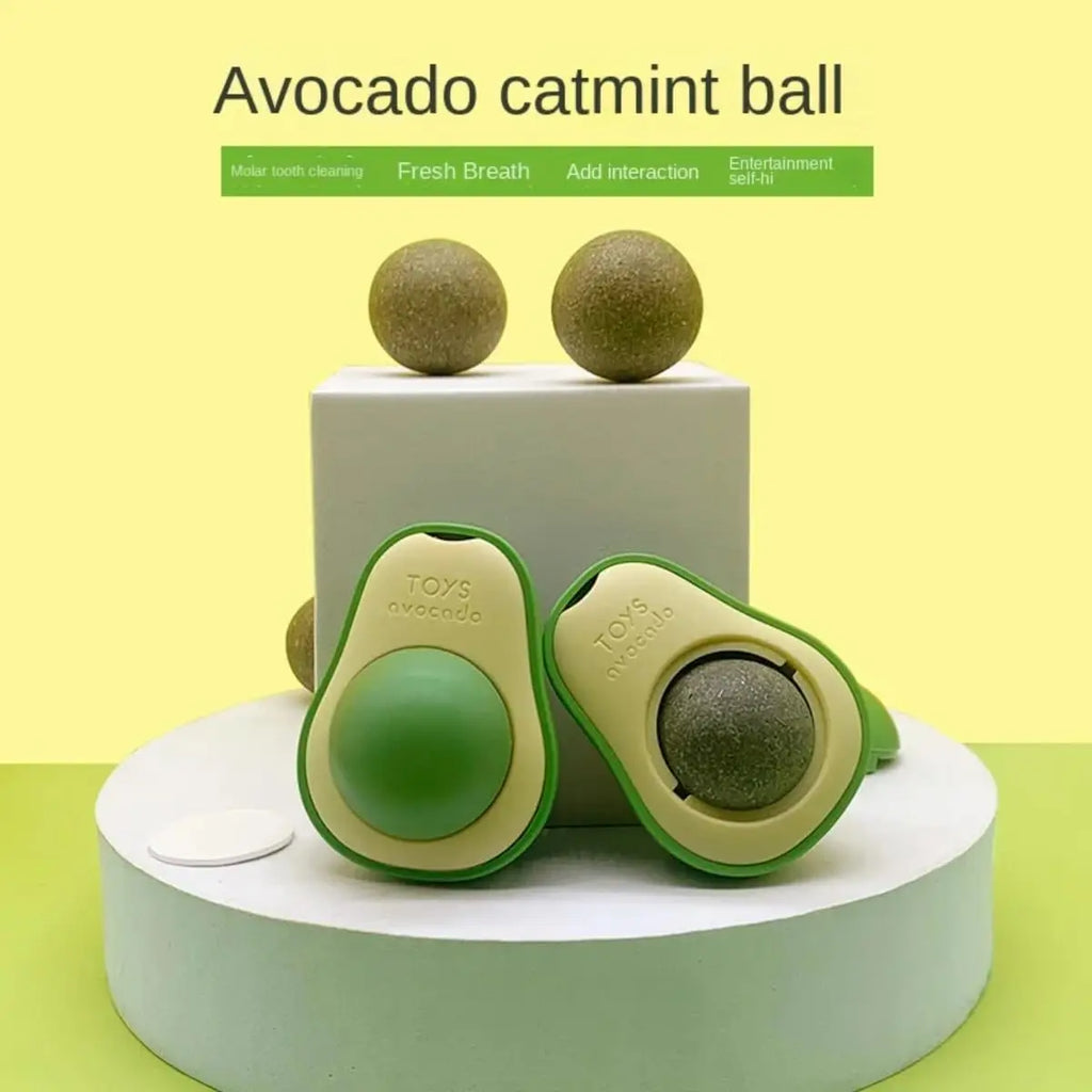 Avocado Catnip Ball Toy Rotating Interactive Cat Treat Toy