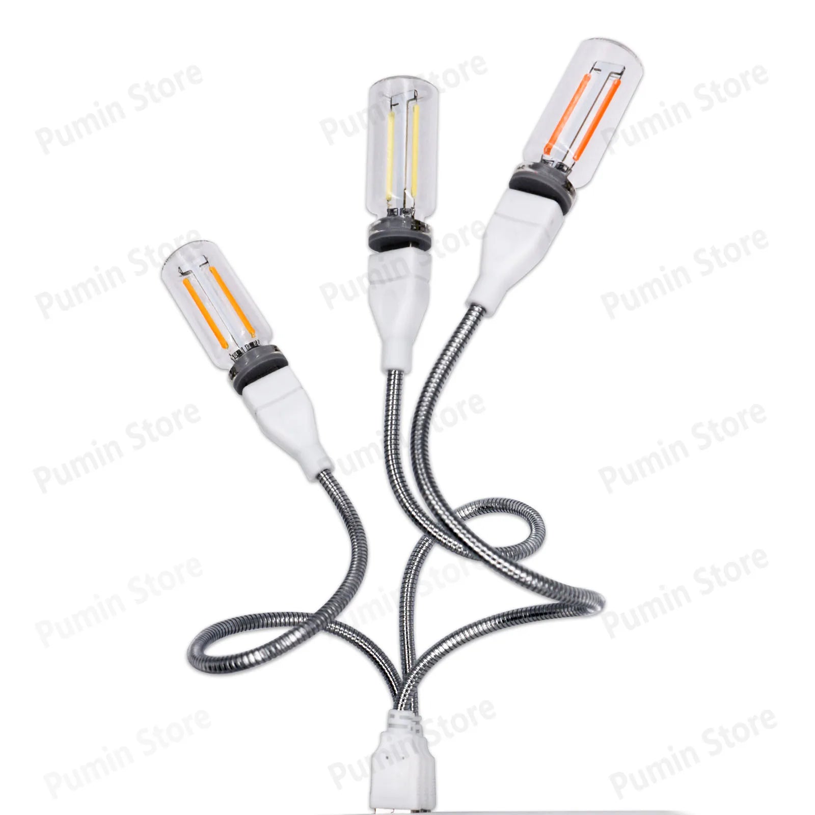 USB Bendable LED Night Light Colorful Flexible Metal Hose Lamp