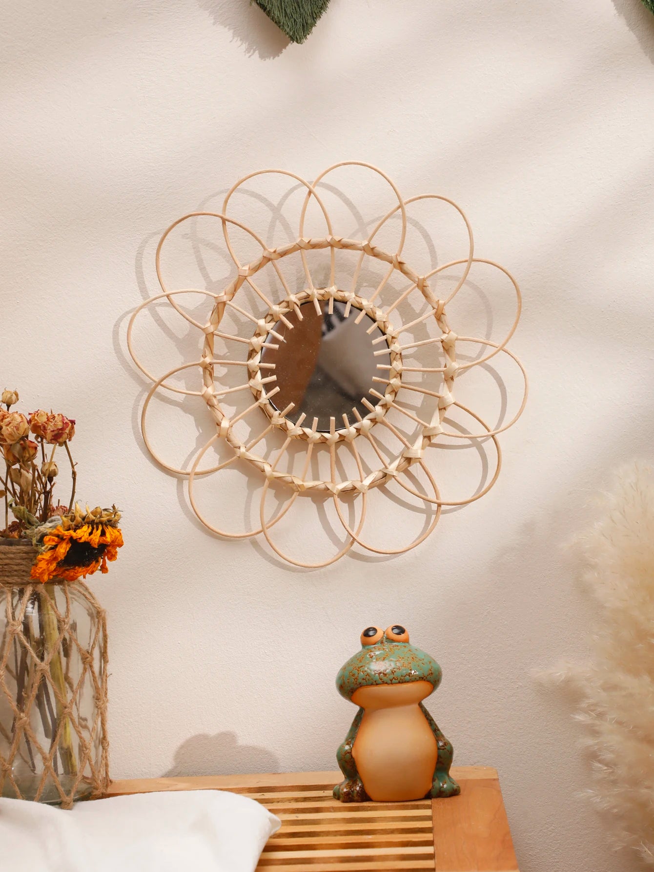 Sunflower Handwoven Rattan Decorative Wall Mirror