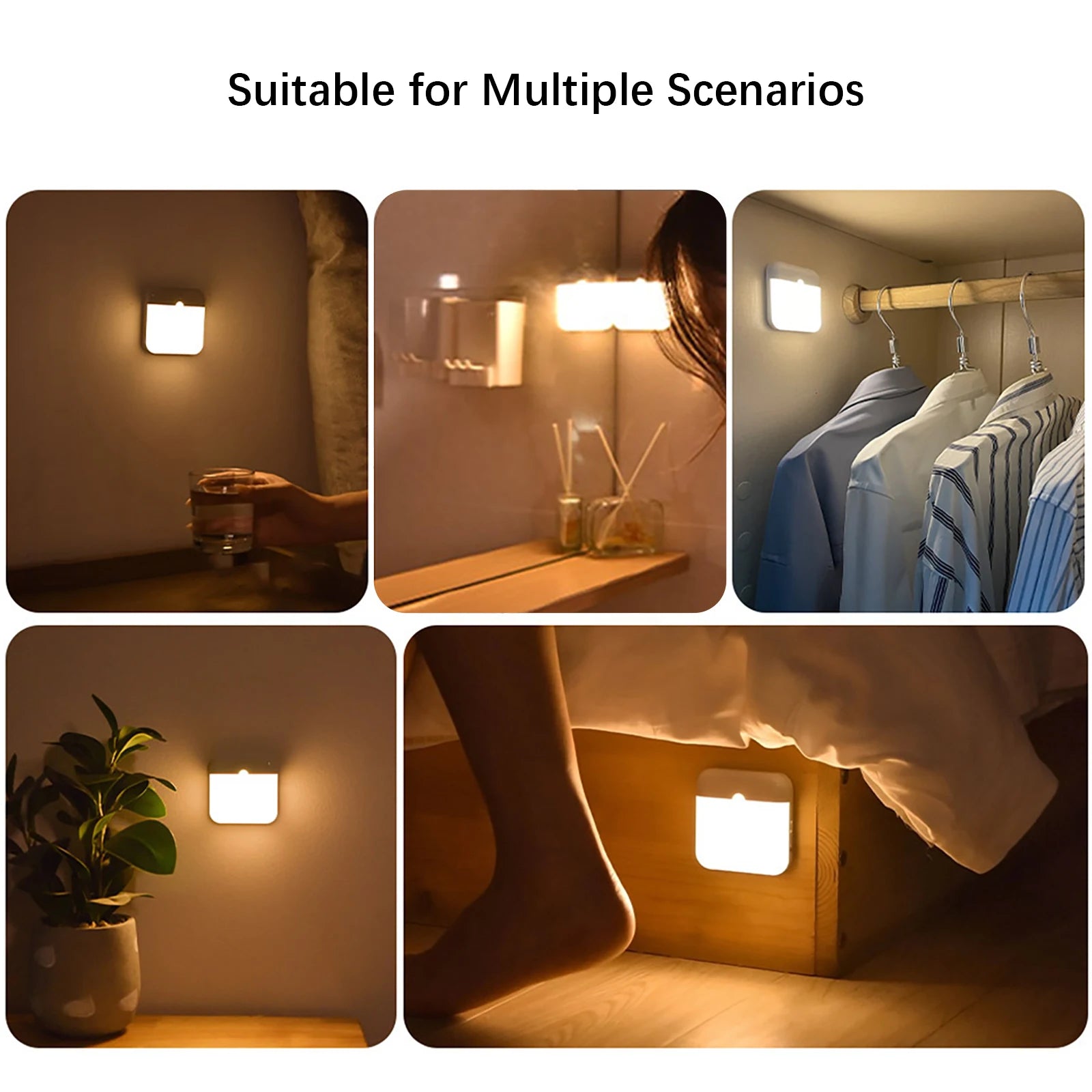 LED Motion Sensor Wireless Night Light Rechargeable Wall Lamp