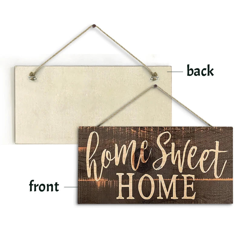 Rustic Home Sweet Wood Wall Hanging Sign Decor for Front Door