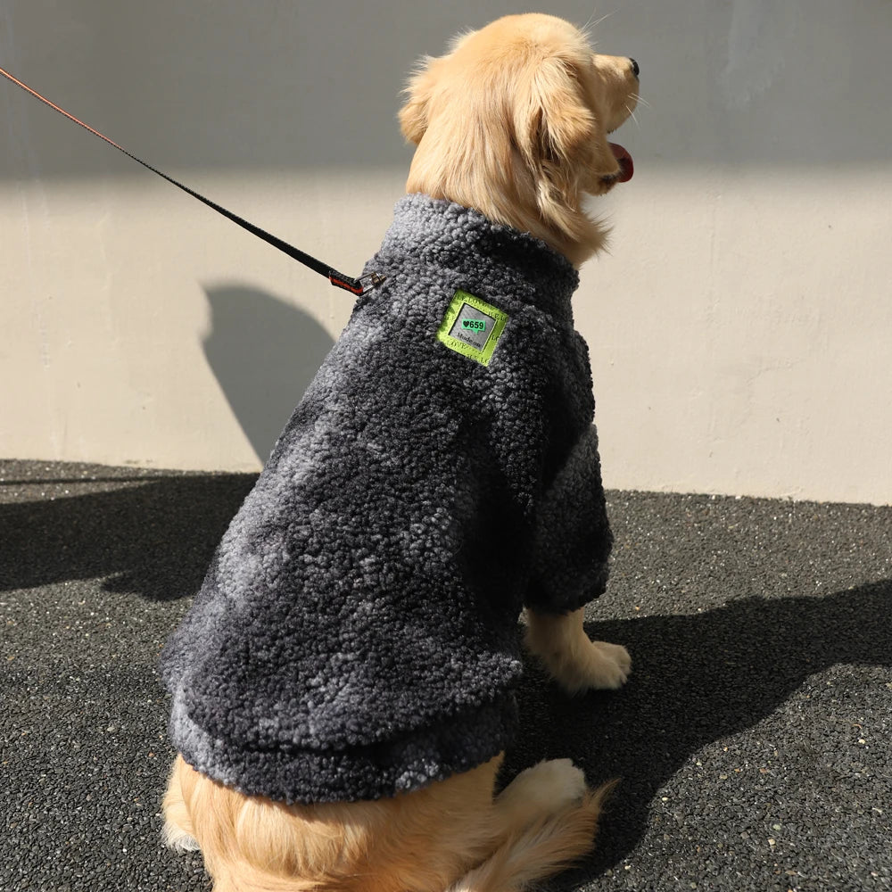 HOOPET Winter Lamb Wool Dog Jacket Windproof Coat for Large Dogs