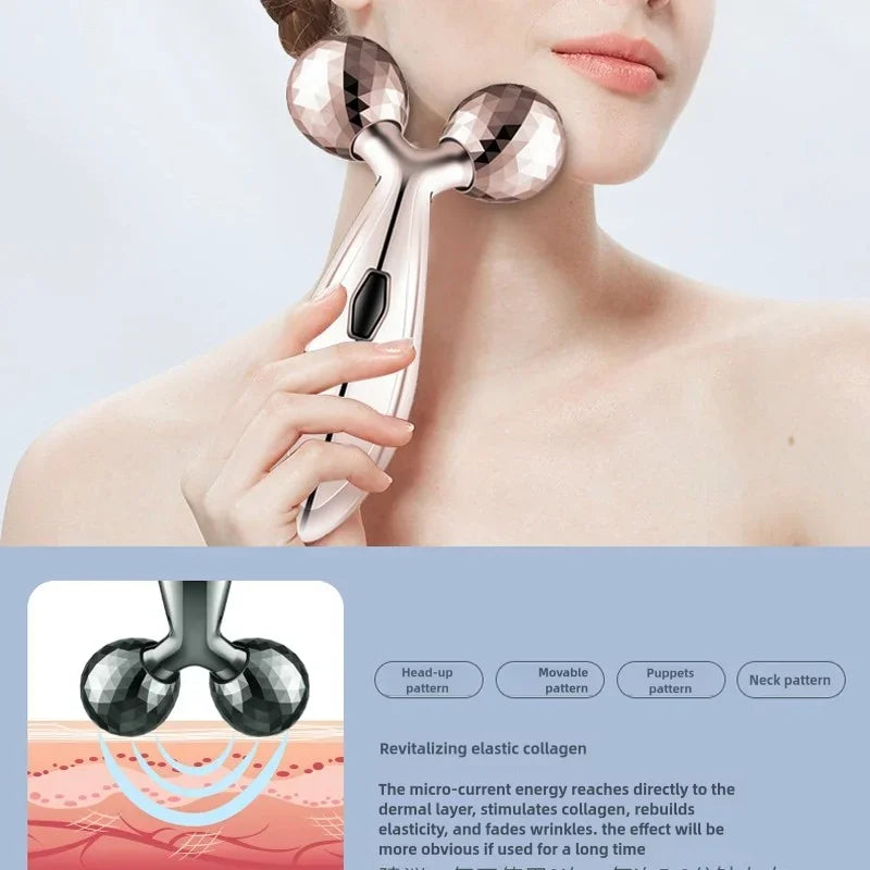 3D Dual Wheel Face Body Massager Roller Lifting Beauty Tool