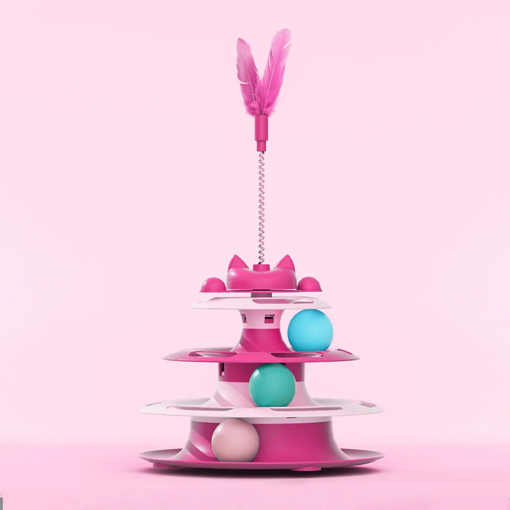 Interactive Cat Turntable Toy with Teaser Wand and Balls