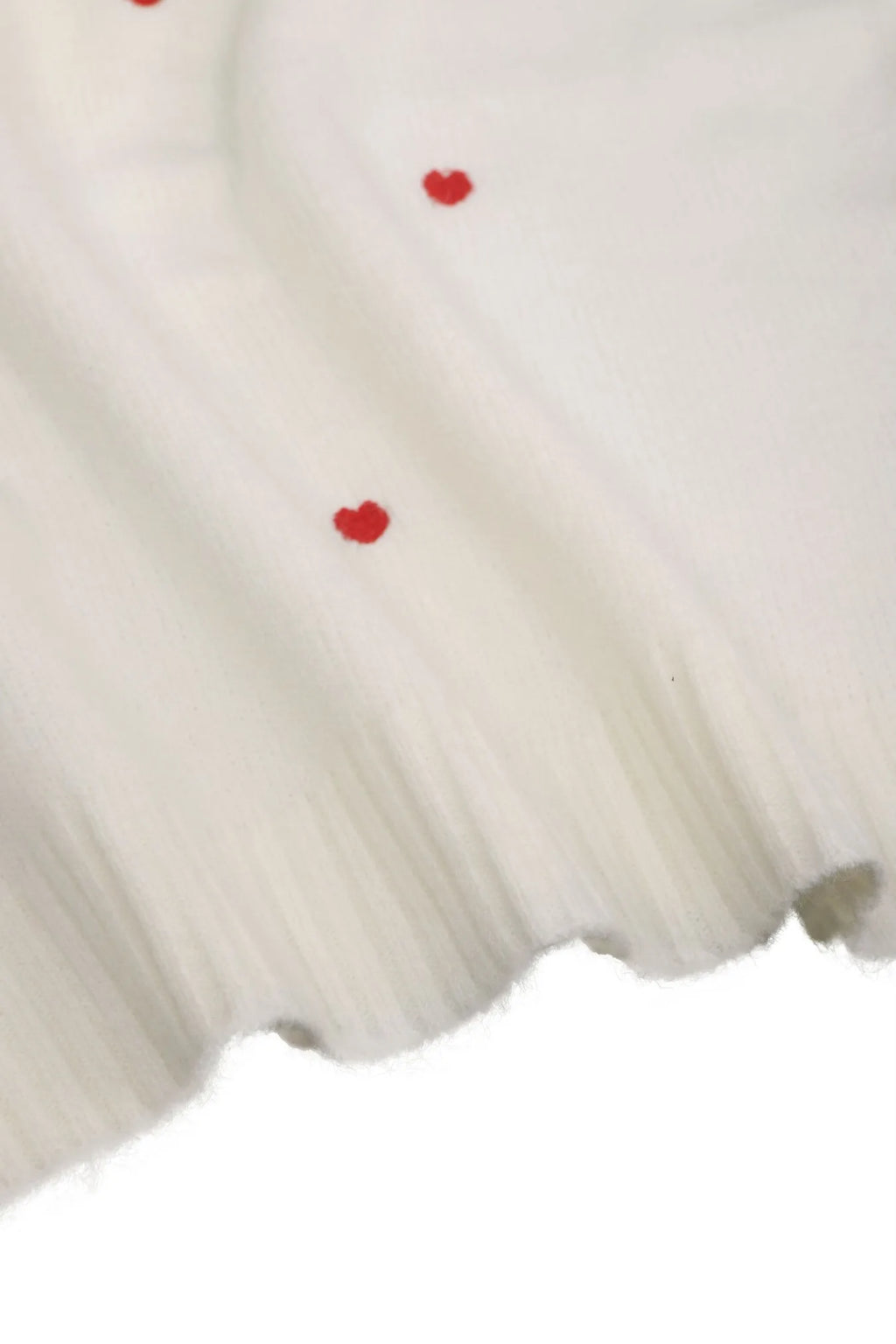 Heart-Shape Embroidery Oversized Knit Sweater Pullover