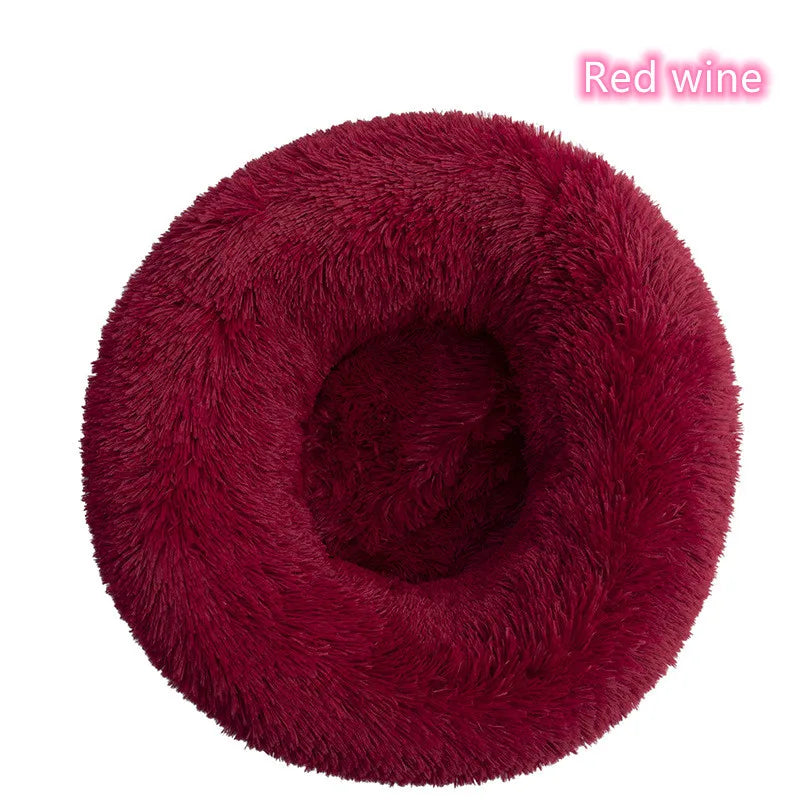 Super Soft Plush Donut Pet Bed Washable Calming Cat Dog Bed