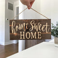 Rustic Home Sweet Wood Wall Hanging Sign Decor for Front Door