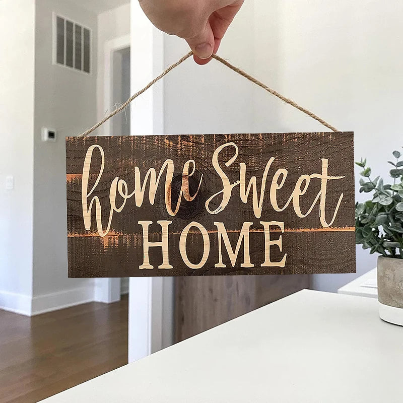Rustic Home Sweet Wood Wall Hanging Sign Decor for Front Door