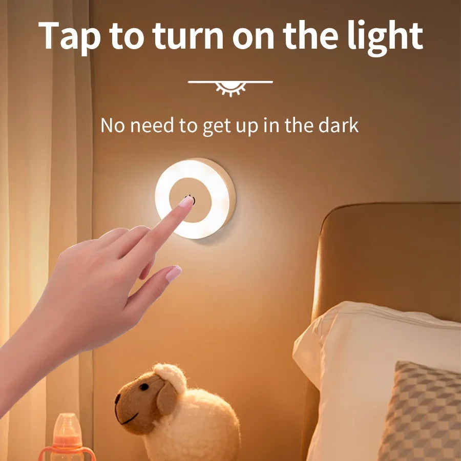Portable USB Rechargeable LED Wall Night Light Touch Bedside Lamp