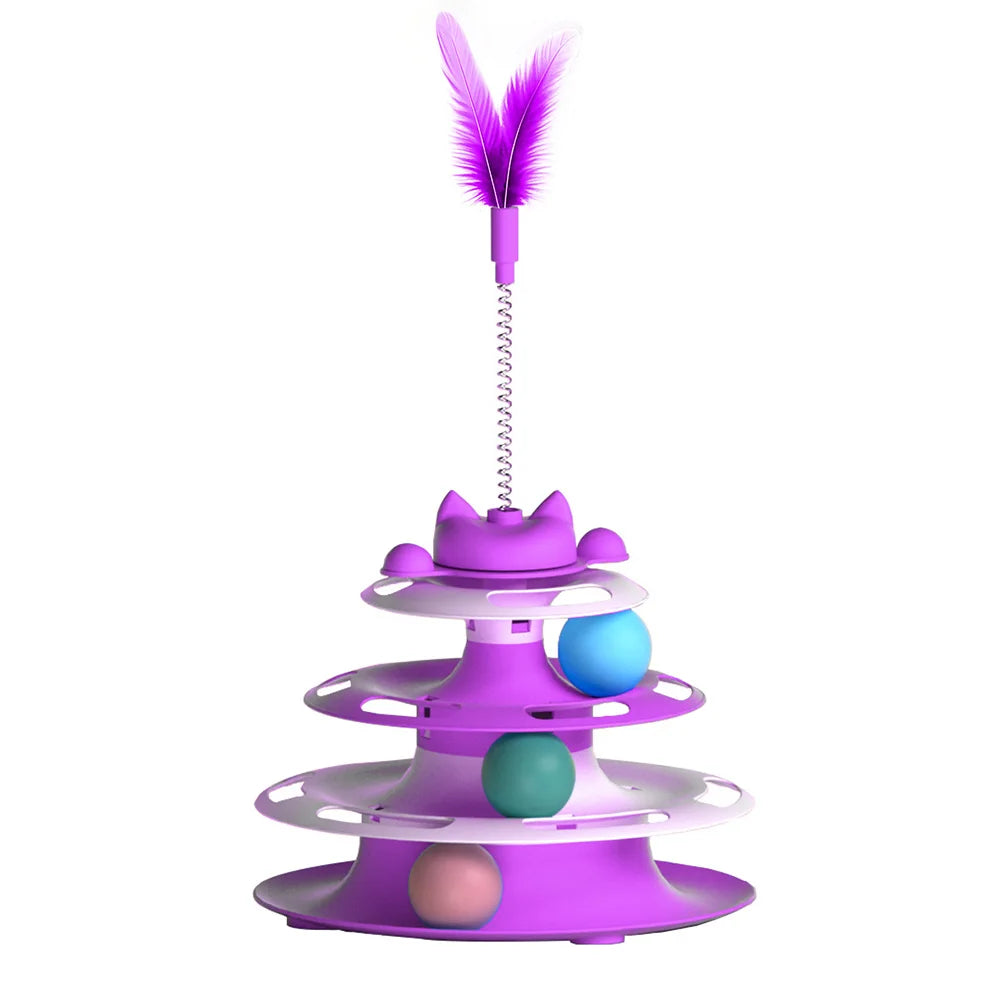 Interactive Cat Turntable Toy with Teaser Wand and Balls