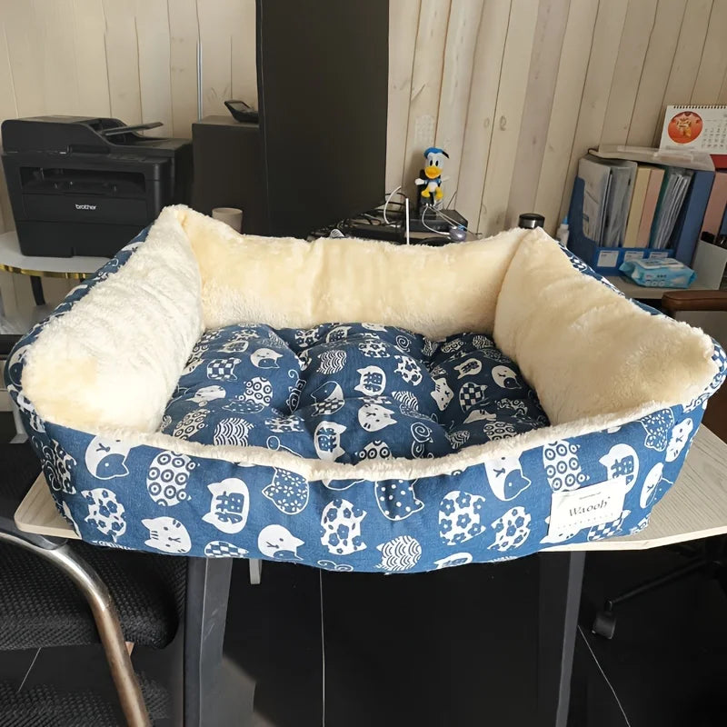 Petique Anchor Away Reversible Pet Bed Anti Anxiety Nonskid Comfort Bed